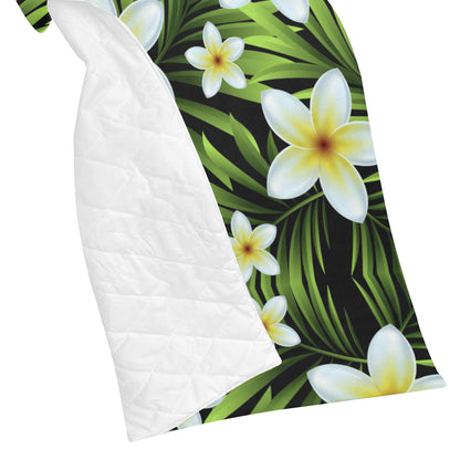 White Plumeria Pattern Print Design PM06 Premium Quilt