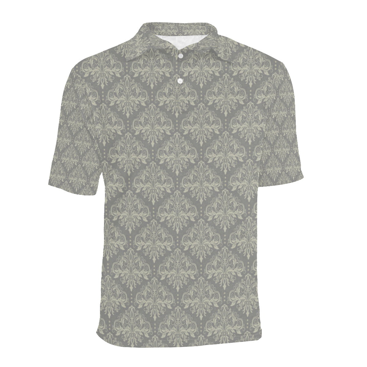 Damask Grey Elegant Print Pattern Men Polo Shirt