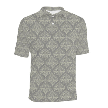 Damask Grey Elegant Print Pattern Men Polo Shirt