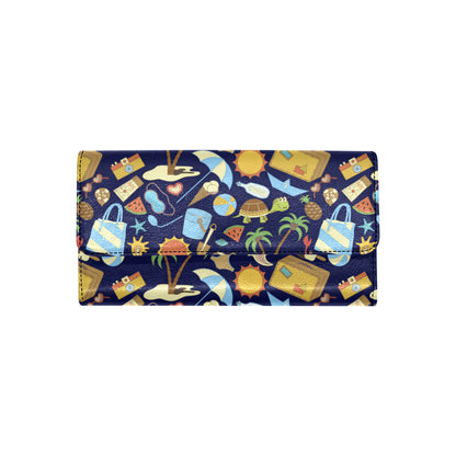 Beach Themed Pattern Print Design 04 Women's Trifold Wallet