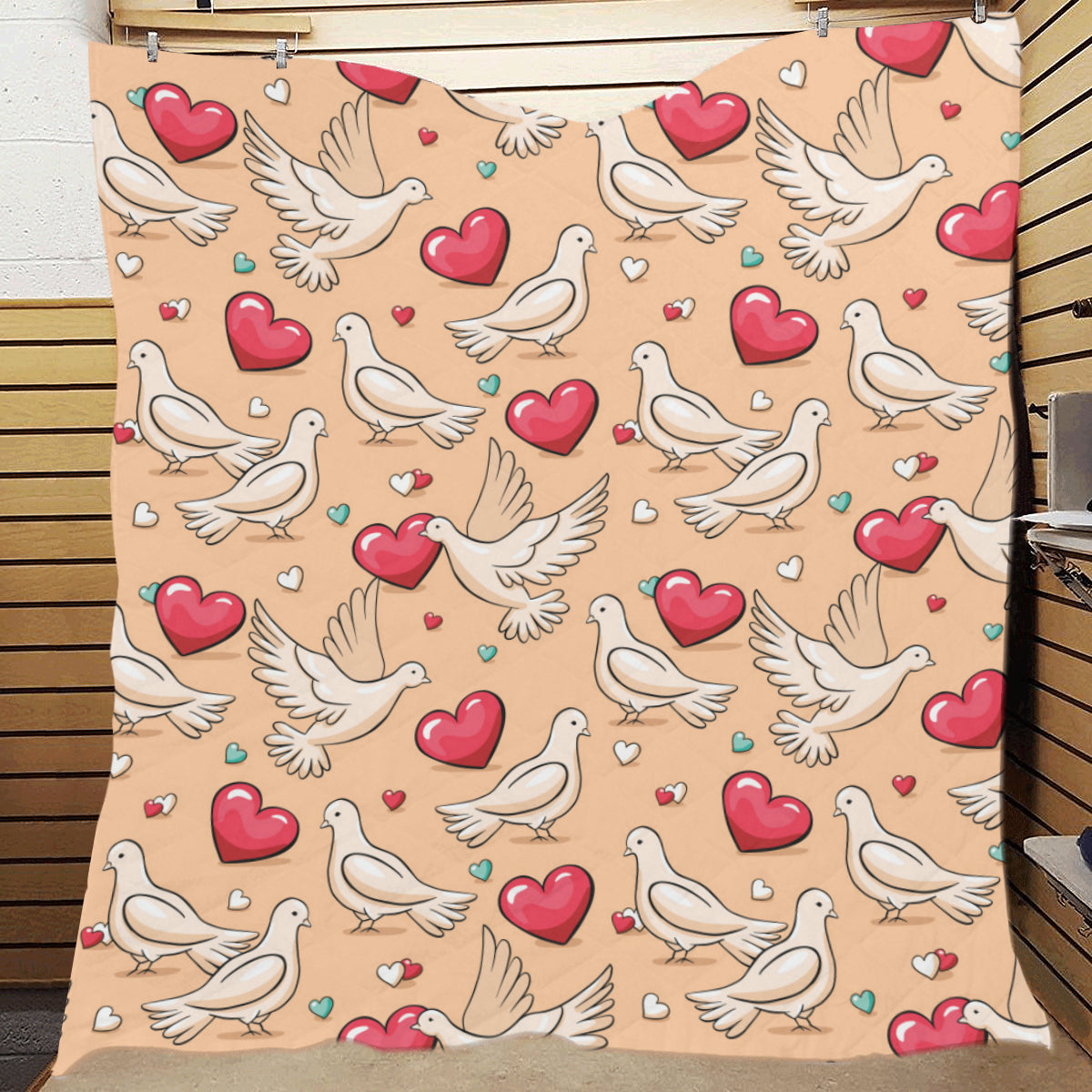 Pigeon Heart Pattern Print Design 04 Premium Quilt