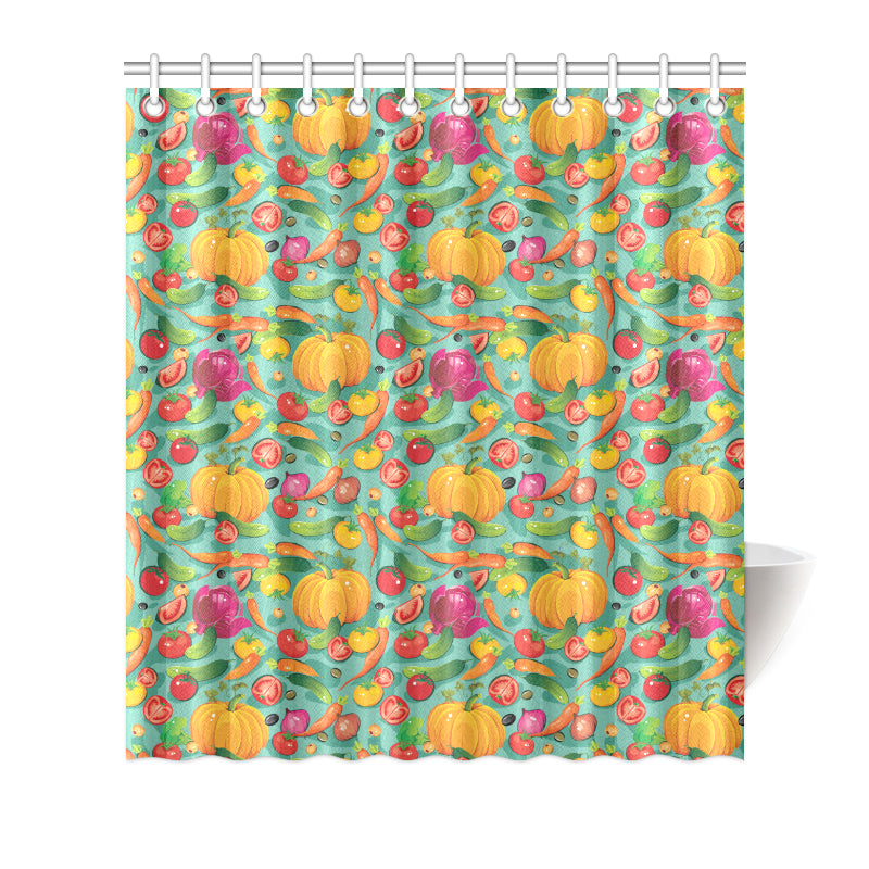 Vegan Colorful Themed Design Print Shower Curtain