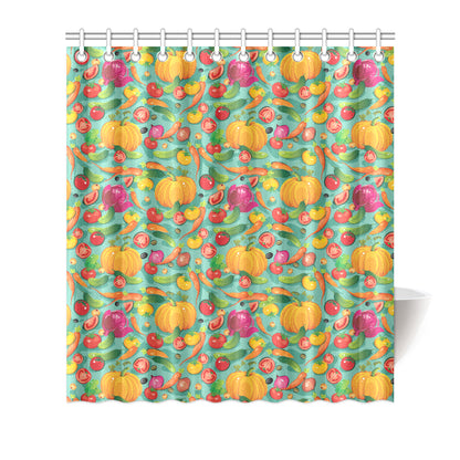 Vegan Colorful Themed Design Print Shower Curtain