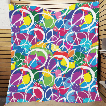 Peace Sign Colorful Pattern Print Design A02 Premium Quilt