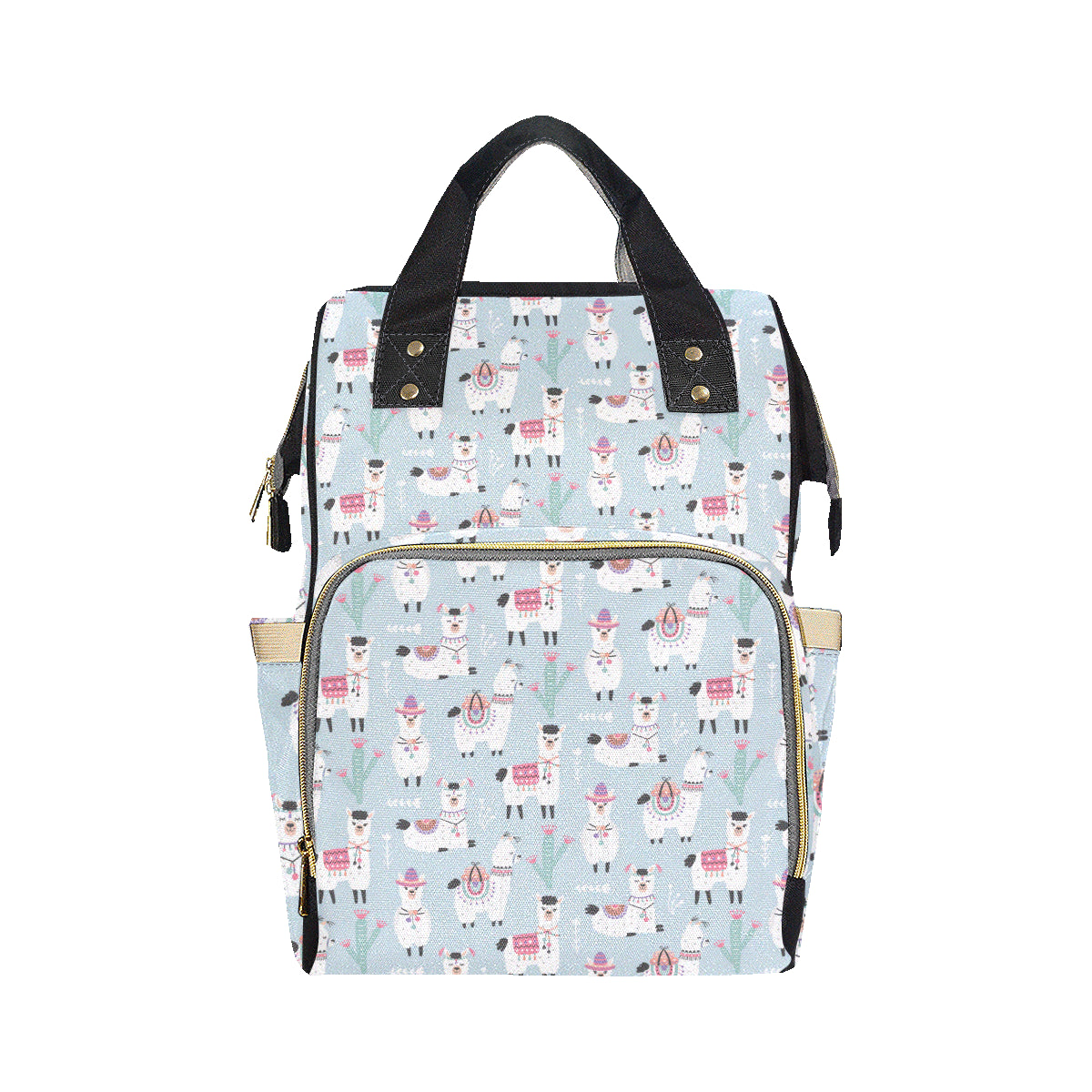 Llama Pattern Print Design 04 Diaper Bag Backpack