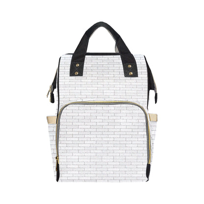 Brick White Pattern Print Design 03 Diaper Bag Backpack