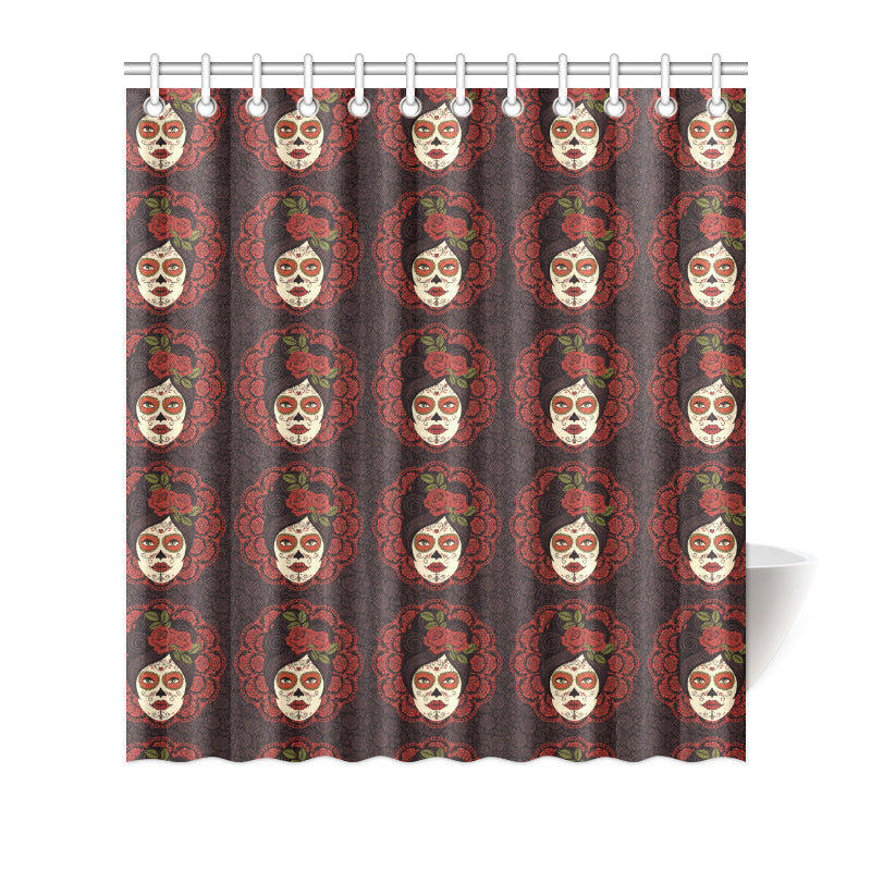 Day of the Dead Mexican Girl Shower Curtain