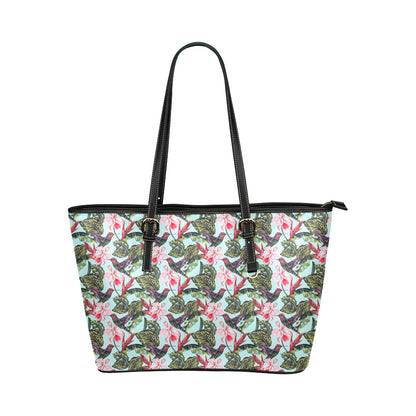 Hummingbird Cute Themed Print Leather Tote Bag