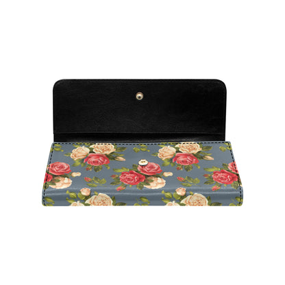 Rose Pattern Print Design RO017 Women's Trifold Wallet