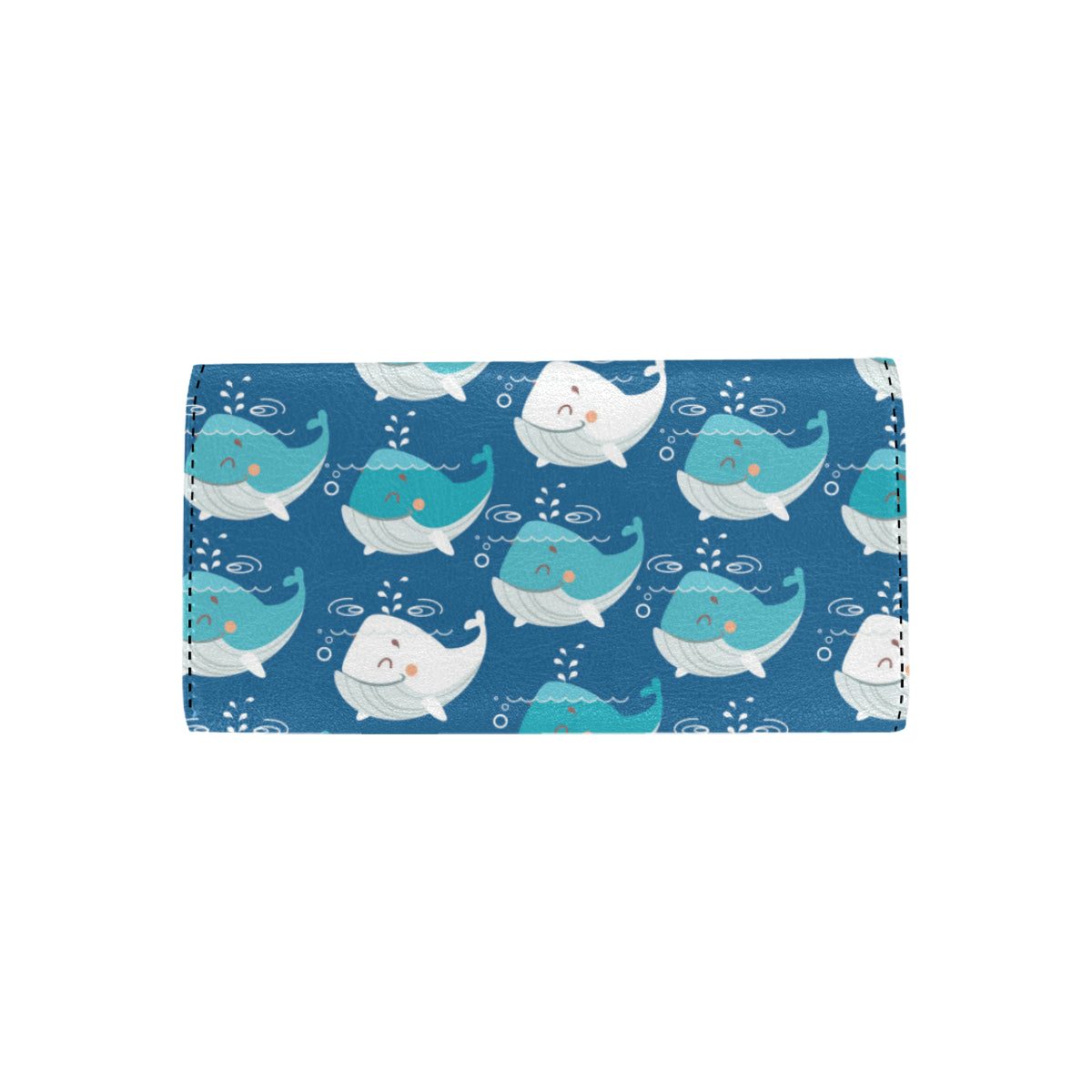 Blue Whale Pattern Print Design 01 Women's Trifold Wallet