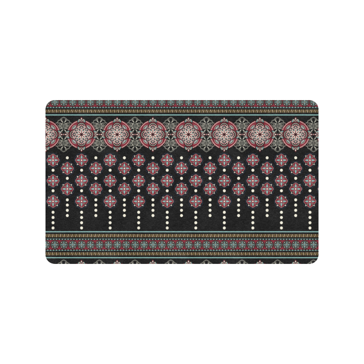 Ethnic Dot Style Print Pattern Rubber Doormat