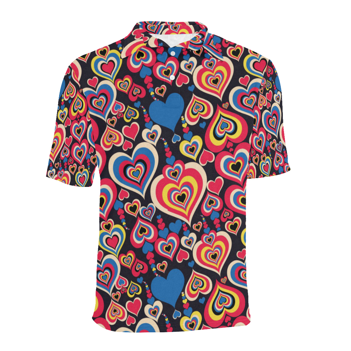 Heart Pattern Print Design HE08 Men Polo Shirt
