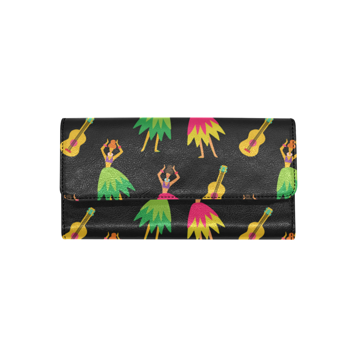 Hula Dancers Hawaiian Girl Pattern Print Design 03 Women's Trifold Wallet