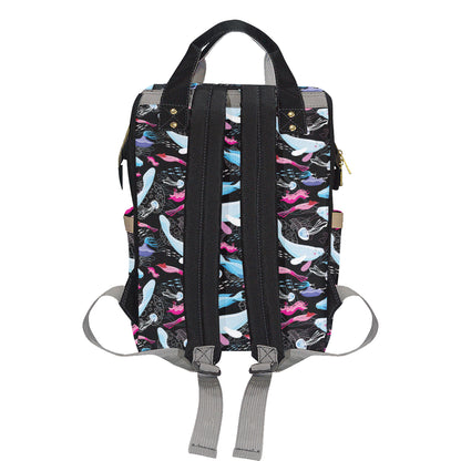 Manatee Pattern Print Design 02 Diaper Bag Backpack