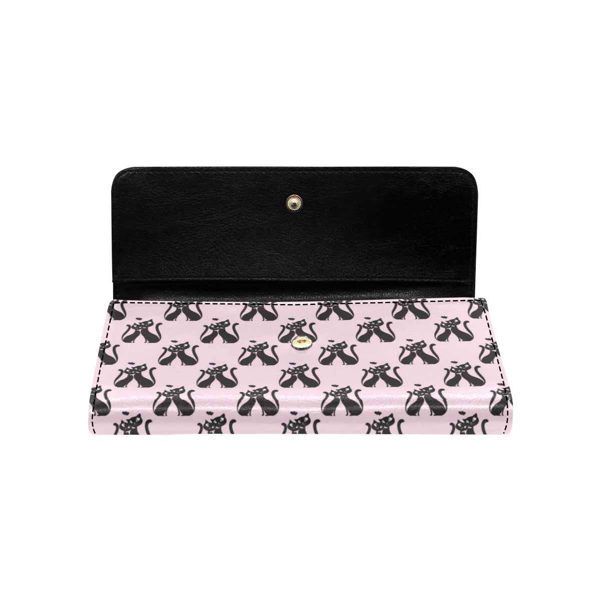 Black Cat Pattern Print Design 01 Women's Trifold Wallet