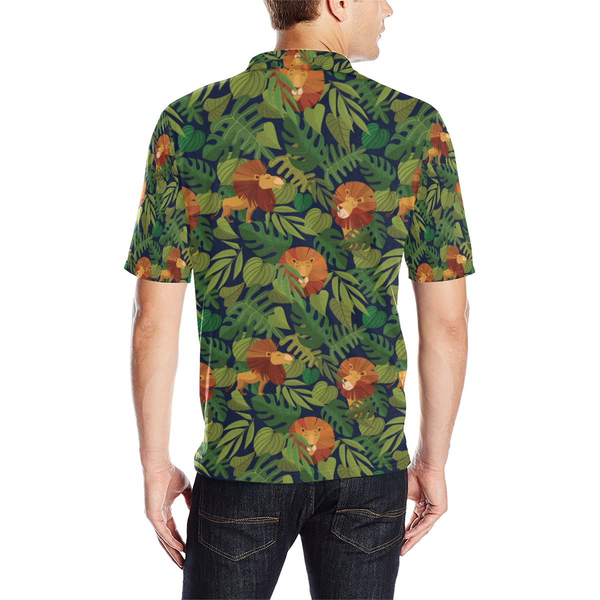 Lion Jungle Pattern Print Design 05 Men Polo Shirt