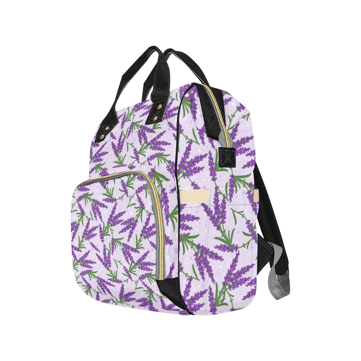 Lavender Pattern Print Design LV02 Diaper Bag Backpack