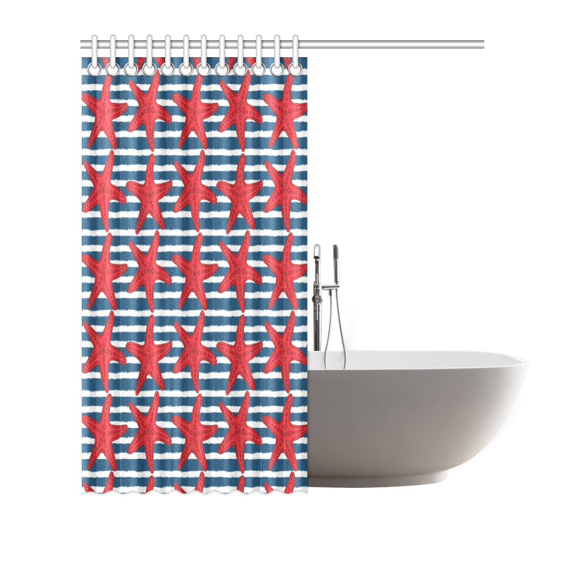 Starfish Red Pattern Print Design 02 Shower Curtain