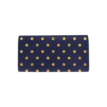 Polka Dot Gold Blue Pattern Print Design 02 Women's Trifold Wallet