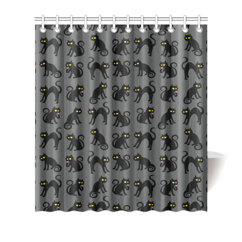 Black Cat Cute Print Pattern Shower Curtain