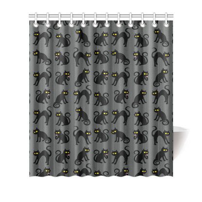 Black Cat Cute Print Pattern Shower Curtain