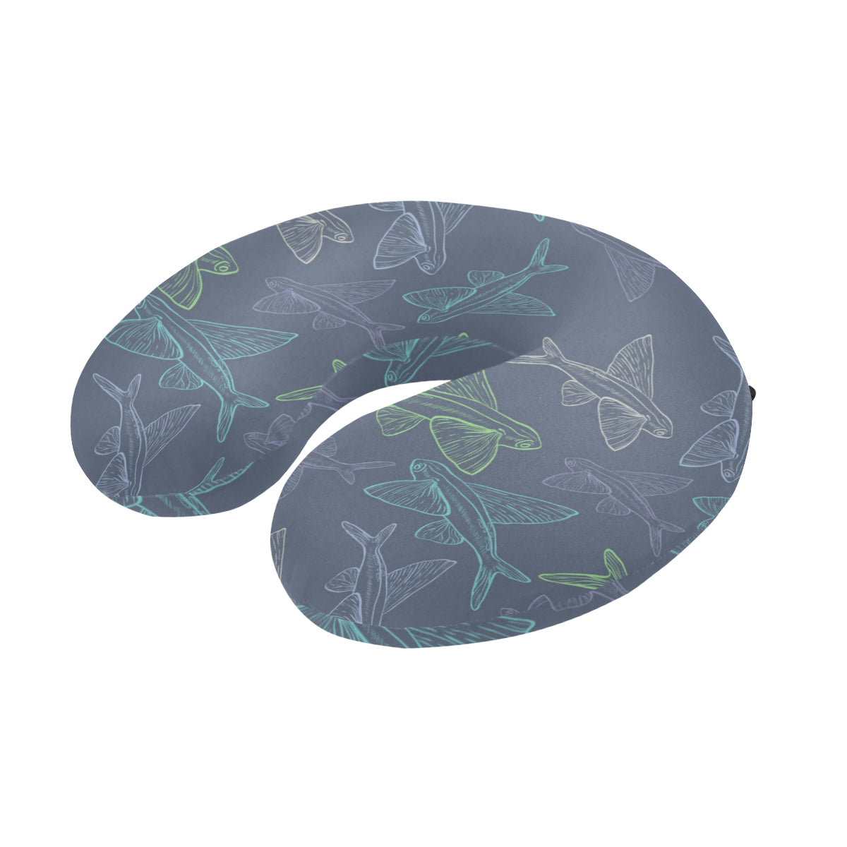 Flying Fish Pattern Print Design 02 U-Shaped Travel Neck Pillow