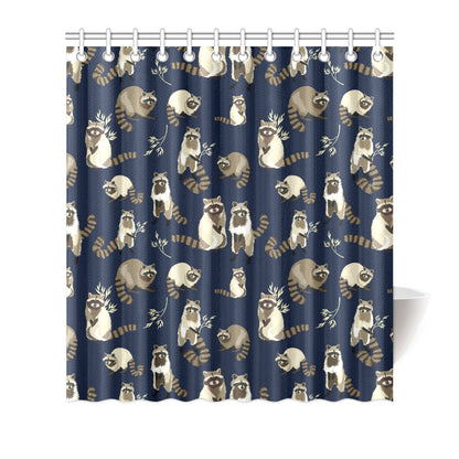 Raccoon Pattern Print Design A06 Shower Curtain