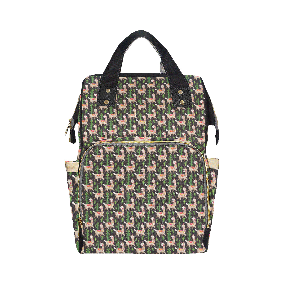 Alpaca Cactus Design Themed Print Diaper Bag Backpack