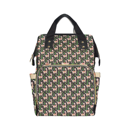 Alpaca Cactus Design Themed Print Diaper Bag Backpack