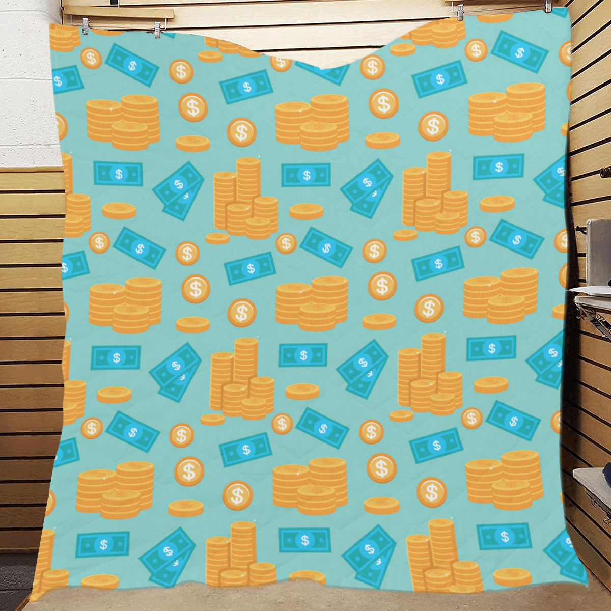 Money Pattern Print Design 03 Premium Quilt