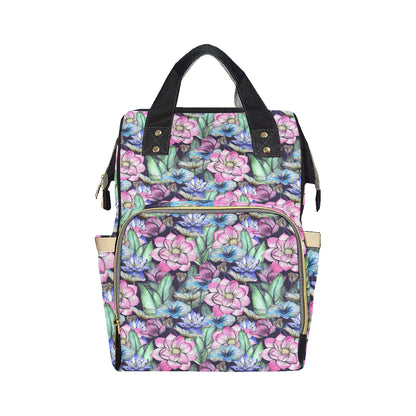 Water Lily Pattern Print Design WL07 Diaper Bag Backpack