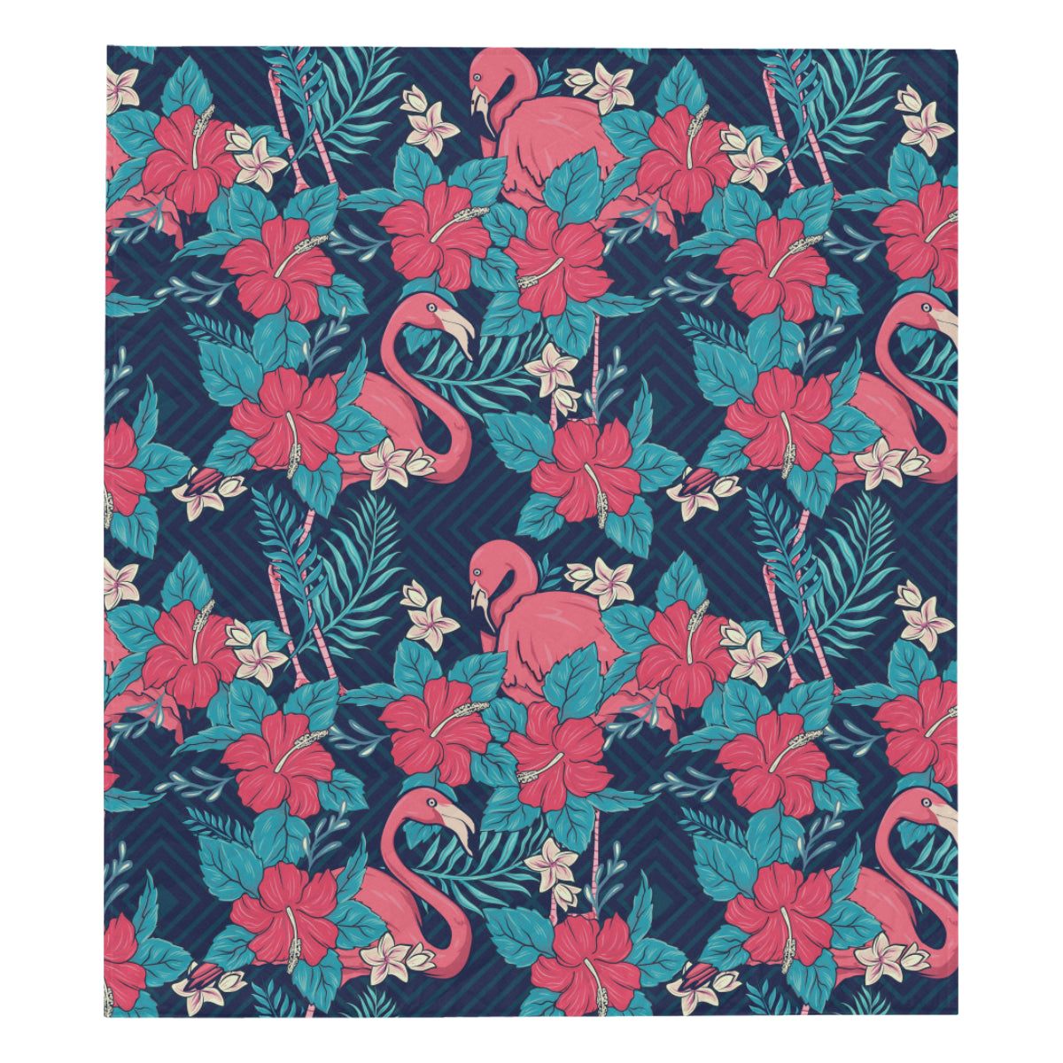 Flamingo Red Hibiscus  Pattern Premium Quilt