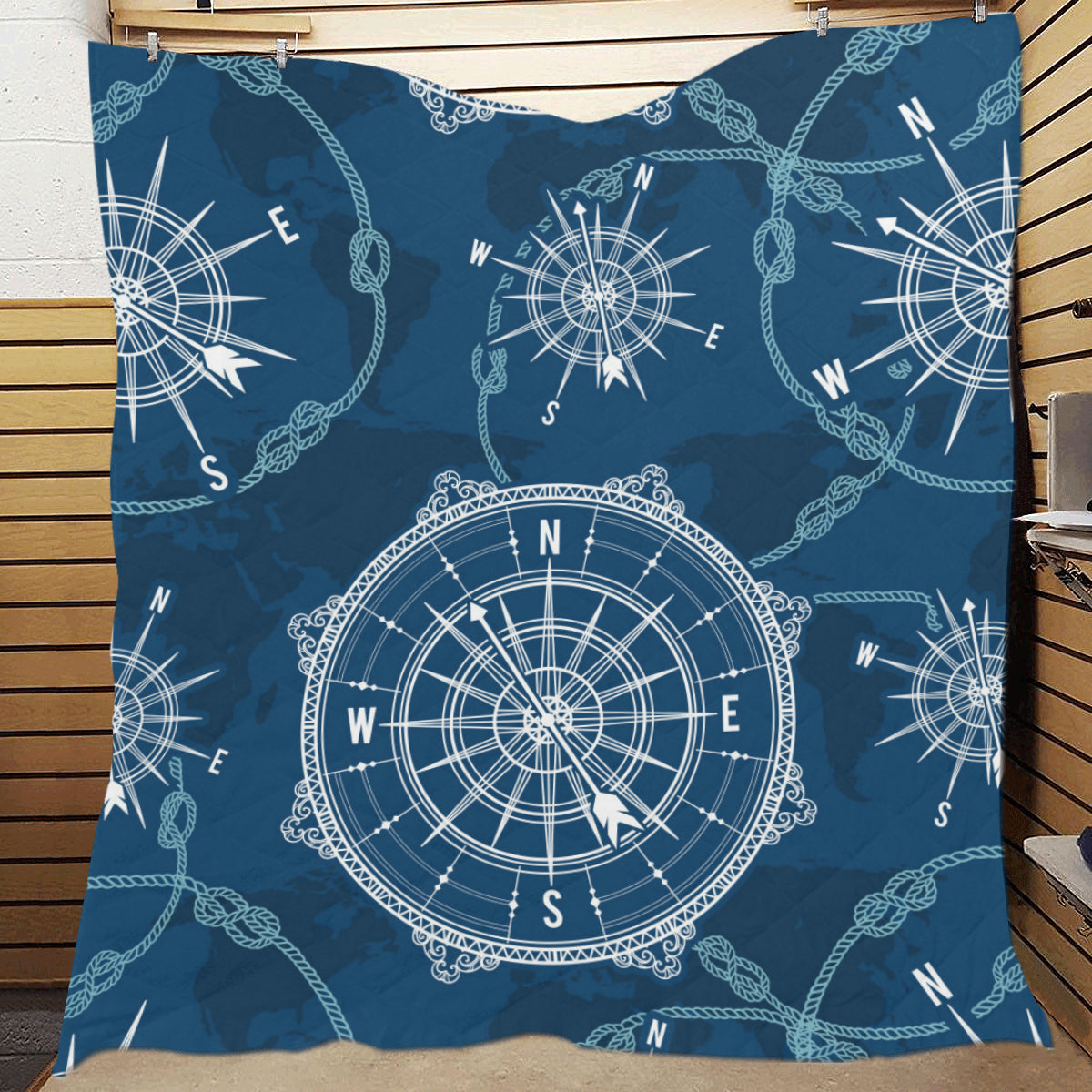 Nautical Compass Print Premium Quilt