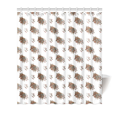 Aztec Wolf Pattern Print Design 02 Shower Curtain