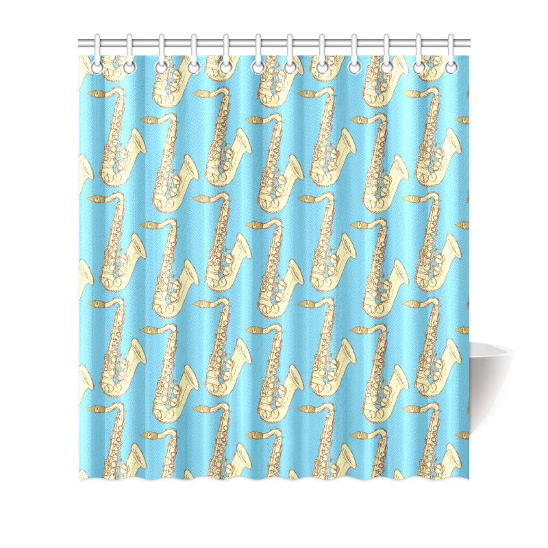 Saxophone Pattern Print Design 03 Shower Curtain