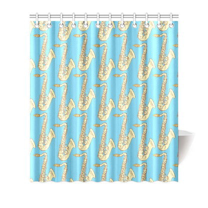 Saxophone Pattern Print Design 03 Shower Curtain
