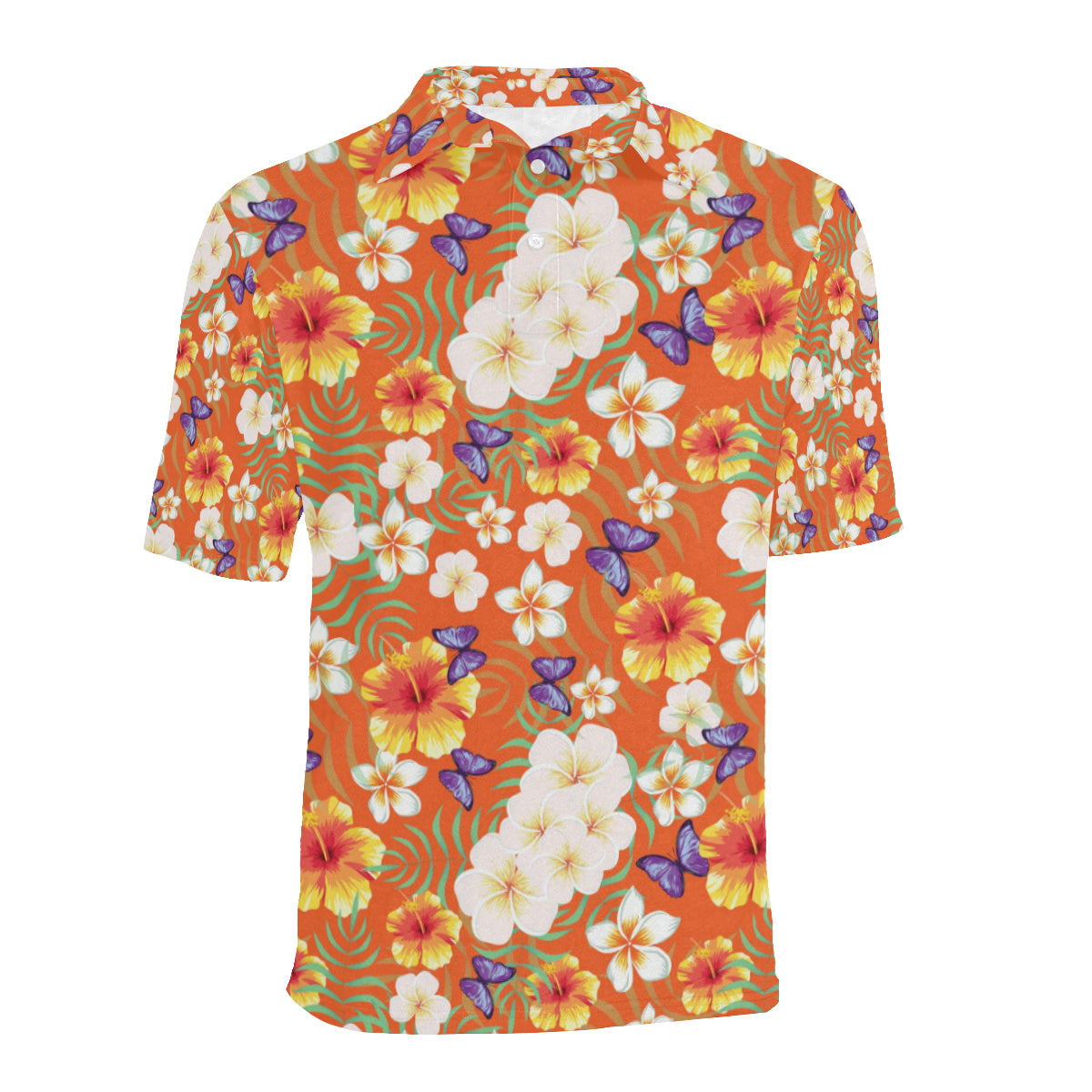 Tropical Flower Pattern Print Design TF027 Men Polo Shirt
