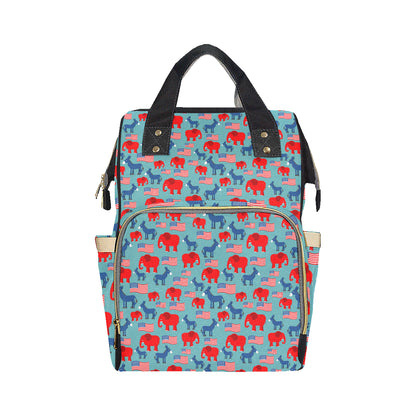 Donkey Red Elephant Pattern Print Design 03 Diaper Bag Backpack