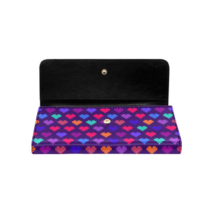 Heart Pixel Pattern Print Design HE03 Women's Trifold Wallet