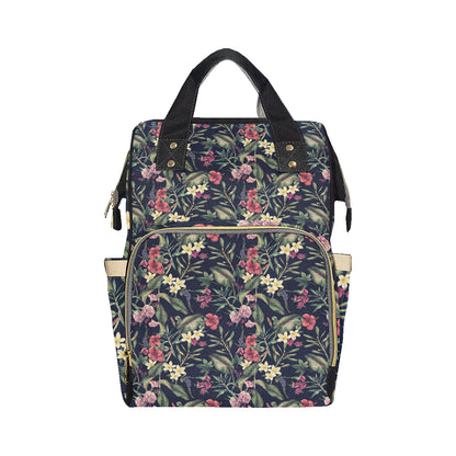Tropical Flower Pattern Diaper Bag Backpack