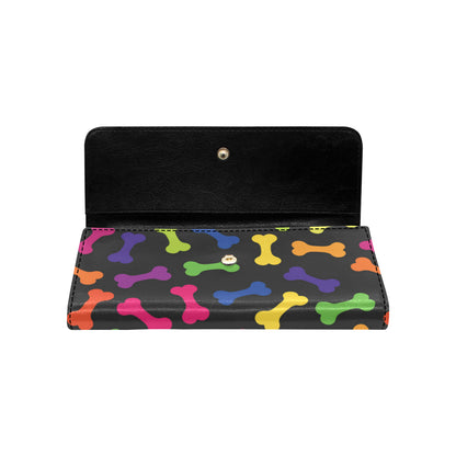 Dog Bone Neon Color Pattern Print Design 02 Women's Trifold Wallet
