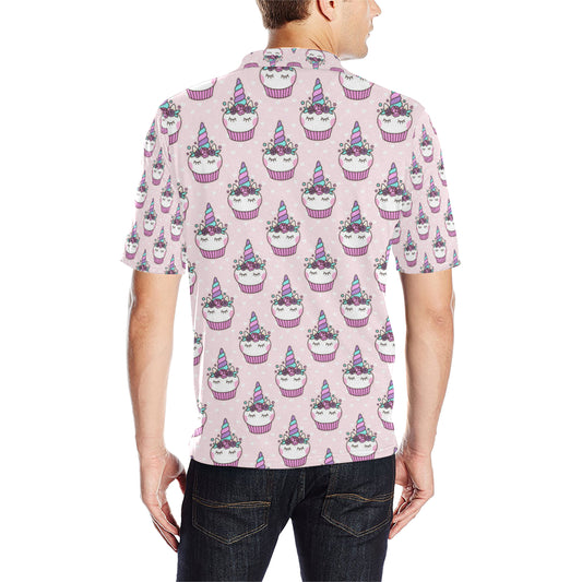 Cupcakes Unicorn Print Pattern Men Polo Shirt