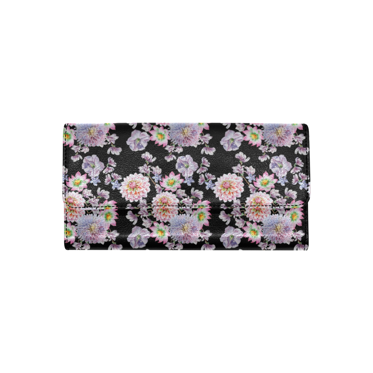 Dahlia Pattern Print Design DH012 Women's Trifold Wallet