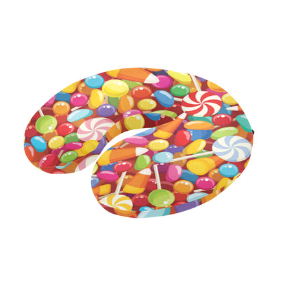 Candy Pattern Print Design 02 U-Shaped Travel Neck Pillow