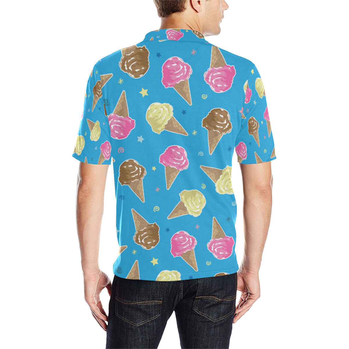 Ice Cream Pattern Print Design 01 Men Polo Shirt