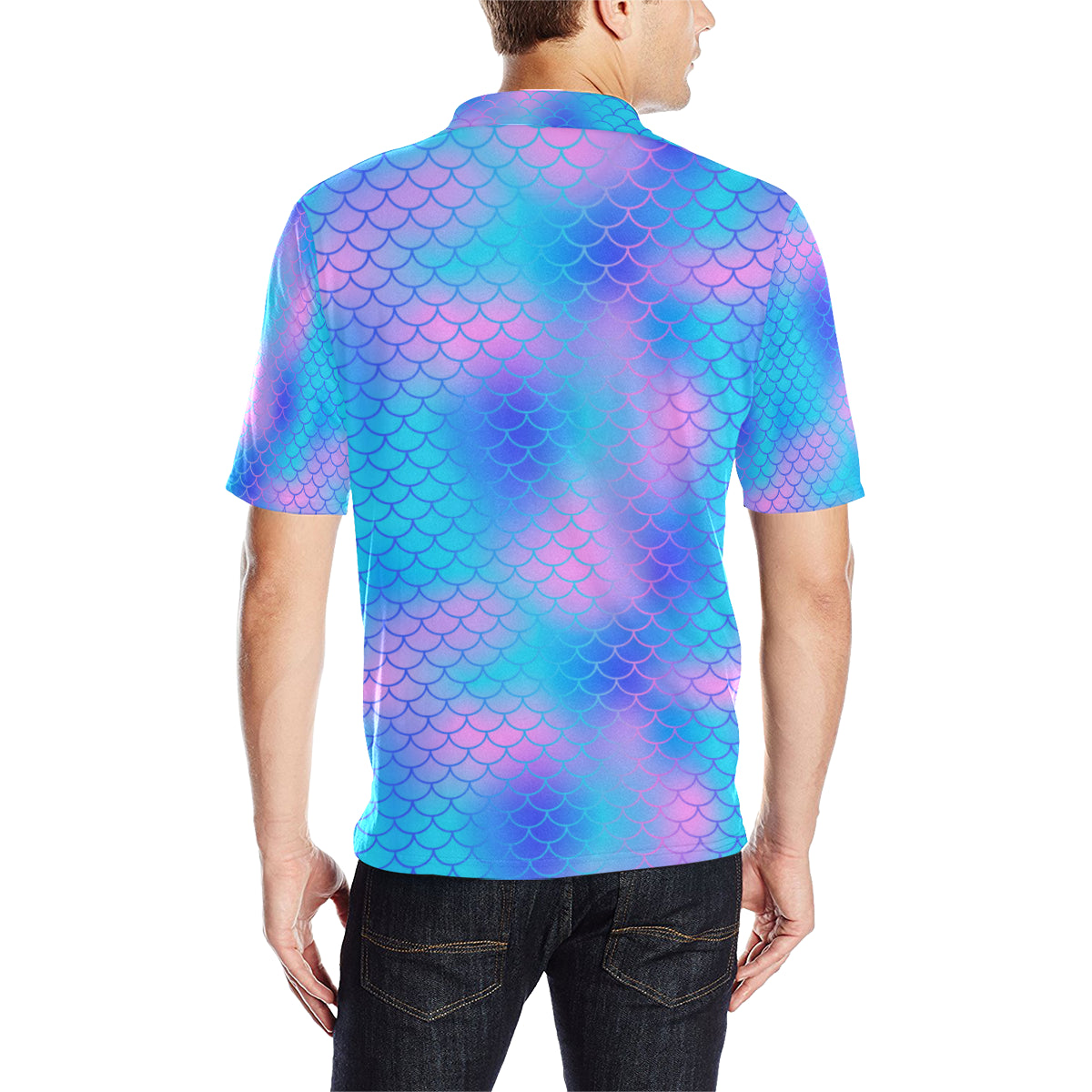 Mermaid Scales Pattern Print Design 04 Men Polo Shirt
