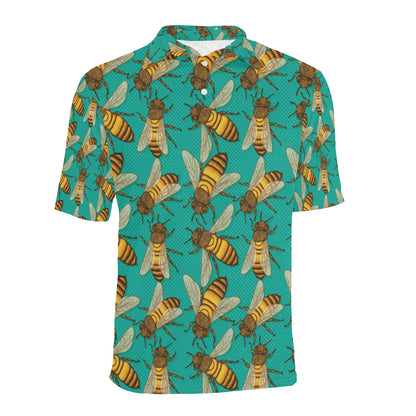 Bee Pattern Print Design BEE04 Men Polo Shirt