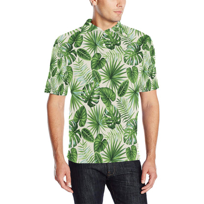 Palm Leaf Pattern Print Design A01 Men Polo Shirt