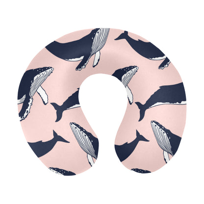 Humpback Whale Pattern Print Design 02 U-Shaped Travel Neck Pillow