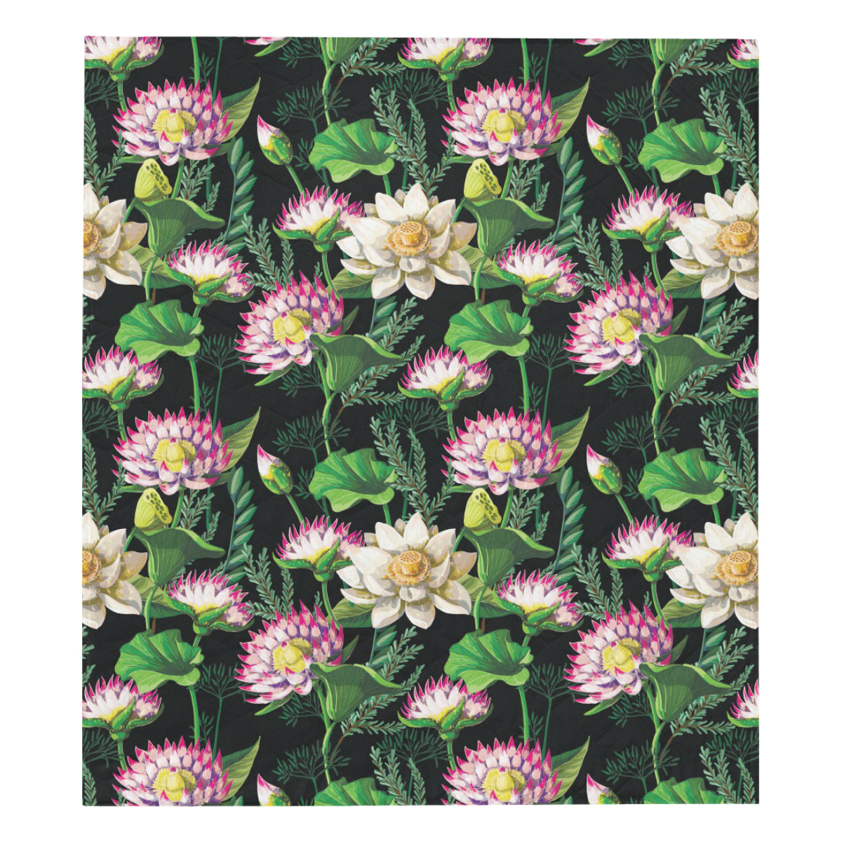 Water Lily Pattern Print Design WL010 Premium Quilt